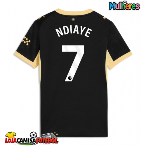 Camisa de Futebol Manchester City Iliman Ndiaye #7 Equipamento Secundário Mulheres 2026-27 Manga Curta